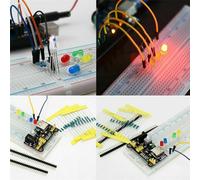 830-Tie-Point Solderless Breadboard Kit with Power Supply Module, 65-Pin Wires, Resistors, Capacitors, Diodes, Transistors, ICS, LEDs & More