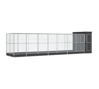(830 x 203 x 216 cm) vidaXL Aviary with Extension Bird Cage Walk In Chicken Run Coop Silver Steel
