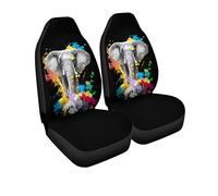 831 Car Interior Protector Cover Black And White Colorful Elephant Car Seat Protector Covers Easy Wrap Car Dustproof Protector Dirty-Proof Car Seat Protector Universal For Sedan Mpv Suv