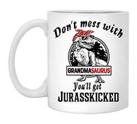 831 Coffee Mug Ceramic Tea Cup Travel Mug Drinking Cup 330Ml Gifts for Grandma - Don't Mess with Grandmasaurus You'll Get Jurasskicked
