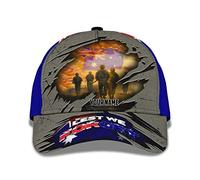 831 Women Men Dad Cap Plain Sun Cap Breathable Baseball Cap for Outdoor Hip Hop Summer 3D Printing Aussie Veteran Customizable for Dad Father Grandpa Summer Australian Flag Lest We Forget