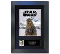 #839 CHEWBACCA Peter Mayhew Signed Autograph Mounted Photo Reproduction PRINT A4 Rare Perfect Birthday (297 x 210mm) (Black Frame)