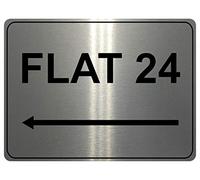 839 Custom Personalised FLAT Number Left Arrow Metal Aluminium Plaque Sign Door Gate House (5x7 inches., Brushed Silver)