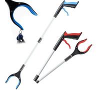 83cm/32" Litter Pickers Grabber Stick 2-Pack, Heavy Duty Pick Up Sticks for Adults, Disabled & Elderly, Helping Hand Grabber Tool, Red & Blue