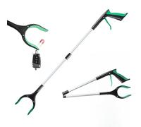 83cm/32" Litter Pickers Grabber Stick, Helping Hand Grabber for Adults, Disabled, and Elderly, Folding Grabber Stick with Anti-Slip Silicone Claw, Magnet & 90° Head - Green