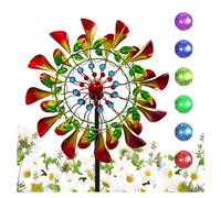 83in Garden Spinners Yard Spinners Metal Multi-Color Led Lighting Solar Powered Glass Ball Wind Spinner Large