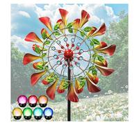 83in Metal Wind Spinners Outdoor Color Led Changing Solar Powered Glass Ball Solar Wind Spinner