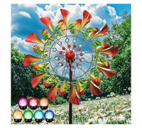 83in Metal Windmills for The Yard Multi-Color Seasonal LED Lighting Solar Wind Spinner