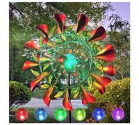 83in Windmill Solar Wind Spinner 360° Dual Direction Dual Rotors Giant Wind Spinner