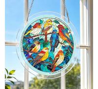 83PCS Acrylic Suncatcher Puzzles, Sun Catcher Stained Glass Acrylic Puzzle Song Sparrow Decoration for Doors Garden and Window Hanging, DIY Suncatcher Kits for Adults