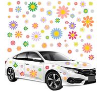 83PCS Boho Daisy Car Decal Colorful Y2k Floral Wall Sticker Removable Waterproof Vinyl Flower Stickers Decal Decor for Camper Van Auto Windows Wall Laptop Luggage Decorations (9Sheets)