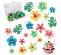 83pcs Edible Butterfly Cake Toppers, FlowersShape Cupcake Baking Decoration, Edible glutinous rice paper, Birthday Party Cake Decorations (Turtle Leaf+Small Flower)