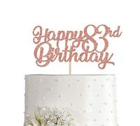83rd Birthday Cake Topper, Rose Gold Glitter Cheers To 83 Years Party Decoration, Supply