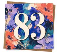 83rd Birthday Card, 83rd Birthday Card for Her or Him, Colourful Floral Paint Effect Design, Age 83 Greeting for Mum, Dad, Grandma, Grandad