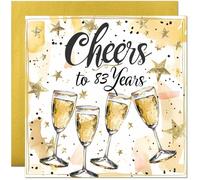 83rd Birthday Card - Cheers to 83 Years - Elegant Birthday Card with Mettalic Gold Envelope