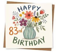 83rd Birthday Card for Her, Floral Design | Eye-catching greeting card; Floral artwork for her on an 83rd birthday with a warm, memorable feel