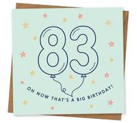 83rd Birthday Card for Her, Funny Stars Balloons Design