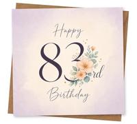 83rd Birthday Card for Her, Pastel Flowers & Script Wording | A classic 83rd birthday look with elegant script lettering, soft floral artwork and a large 83 on a subtle pastel background.