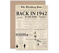 83rd Birthday Card for Men Women - Newspaper Back in 1942 - Happy 83 Birthday Cards for Wife Grandad Grandma Auntie Nanny Husband, A5 Bday Greeting Cards