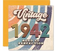 83rd Birthday Card for Men Women - Vintage 1942 Aged To Perfection - Happy 83 Birthday Cards for Nan Husband Grandma Wife Grandad Auntie, 145mm Bday Greeting Cards