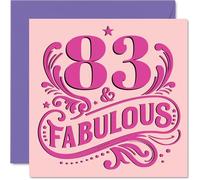 83rd Birthday Cards for Women - Fabulous - Happy Birthday Card for 83 Year Old Woman Grandma Auntie Wife Nan, 145mm Bday Greeting Cards
