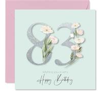 83rd Birthday Cards for Women - Fancy Floral Flowers - Happy Birthday Card for 83 Year Old Woman Nan Gran Granny Nanny, 145mm Bday Greeting Cards