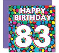 83rd Birthday Cards for Women Men - Funky Rainbow Dots - Happy Birthday Card for 83 Year Old Woman Man Husband Grandma Auntie Nan, 145mm Bday Greeting Cards