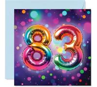 83rd Birthday Cards for Women Men - Rainbow Foil Balloon - Happy Birthday Card for 83 Year Old Woman Man Grandad Husband Grandma Nan, 145mm Bday Greeting Cards