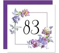 83rd Floral Birthday Card - Purple Beautiful Flowers Elegant Birthday Card for 83 Year old Eighty Three, Eighty Third