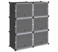 (84.5 x 31.5 x 93.5 cm) vidaXL Storage Cube Organiser with 9 Cubes and Doors Display Shelf Black PP