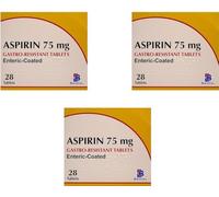 84 ASP-in ENTERIC Coated Film 75MG TAB Fast Acting Effective Reilf of Pain Reduces Inflamation & Temp X1 56TABS & X1 28TABS Total 84 - (Brand May Vary)