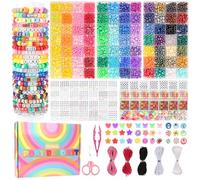 84 Colors Pony Beads Bracelet Making Kit, 3700 Pcs Kandi Beads for Friendship Bracelets Making with Letter Beads, Shaped Beads and Strings, Rainbow Bracelet Beads for Craft 5 Boxes, Birthday Gifts Set
