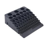 84-Hole CNC Milling Cutter Storage Box Organizer, Polypropylene Tool Rack with 9 Bore Sizes (4-32 mm) & Variable Depth (10-50 mm), for Workshop, Machining & DIY