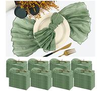 84 Pack Gauze Cheesecloth Napkins - 20 x 20 Inch Sage Green Wrinkled Dinner Napkins for Wedding, Party, Event and Christmas Decoration