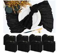84 Packs Black Cheese Cloth Napkins 20 x 20 Inch Gauze Wrinkled Dinner Napkins, Rustic Boho Napkins Cloth Napkin for Wedding Party Event Dinner Table Decoration