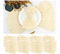 84 Packs Gauze Cheesecloth Napkins 20 x 20 Inch Ivory Wrinkled Dinner Napkins, Ivory Rustic Boho Soft Cloth Napkin for Wedding Party Event Dinner Table Decoration