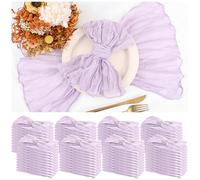 84 Packs Gauze Cheesecloth Napkins 20 x 20 Inch Lilac Wrinkled Dinner Napkins, Rustic Boho Soft Cloth Napkin for Wedding Party Event Dinner Table Decoration