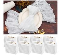 84 Packs Gauze Cheesecloth Napkins 20 x 20 Inch White Wrinkled Dinner Napkins, Rustic Boho Napkins Soft Cloth Napkins for Wedding Party Event Dinner Table Decoration