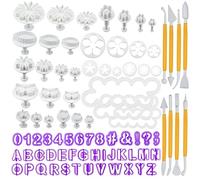84 Pcs Cake Decorating Tools Fondant Cutters, Flower Cutters for Sugarcraft, Rose Flower Alphanumeric Characters Moulds Set Best Gift for Biscuits Chocolate Fondant Almond Sugar Syrup