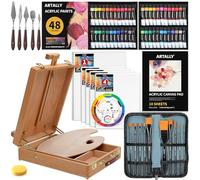 84-Piece Professional Acrylic Painting Set with Table Box Easel, 48 Colors Acrylic Paint Set, Paint Brush Set & Case,Canvas Pad, Complete Art Supplies Painting Kit for Adults, Artists, Beginners