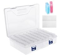 84 Slots Diamond Art Storage Box, Portable Diamond Art Accessories Organizer Boxes Transparent Diamonds Crystals Beads Arts Storage Box Container with Labels for Diamonds Arts Kits Accessories