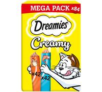 84 x 10g Dreamies Creamy Adult Cat & Kitten Treats with Tasty Chicken & Salmon