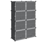 (84 x 31.5 x 123.5 cm) vidaXL Storage Cube Organiser with 9 Cubes and Doors Display Shelf Black PP