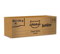 whiskas Junior Classic Selection in Gravy 84 Pouches, Wet Kitten and Cat Food, Selection of Beef, Lamb, Chicken and Poultry, Megapack (84 x 85 g)
