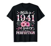 84 Year Old Made In 1941 Floral 84th Birthday Gift For Women T-Shirt