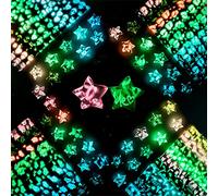 840 Sheets Luminous Origami Stars Papers with 4 Different Designs, Origami Star Paper Strips Lucky Star for DIY Arts Crafting, Handicraft (Multicolor)