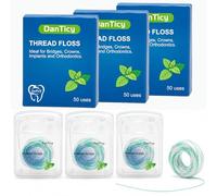 840D Fluffy Floss Threaders,Deep Clean Dental Floss for Braces, Bridges, and Implants,Super Floss, 50 Count, Ultra Mint, Pack of 3
