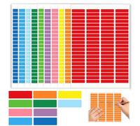 840PCS Coloured Sticky Labels with Marker Pen, 10 Bright Colours Self-Adhesive Small Rectangular Labels 46mm x 11mm, Multi-Purpose Calendar Stickers for Home, School and Office Organisation