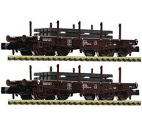 FLEISCHMANN 845609 Scale N Set Two Flatbed Freight Cars Heavy Loads OBB