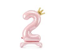 84cm Blue Standing Mylar Number 0 Balloon - Metallic Foil Balloon with Gold Crown - Birthday Party Event Decoration - Air Inflation (Light Pink, 2)